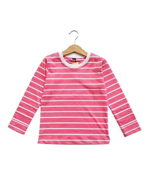 0101-1535b KiddoKiddi T-shirt panjang (stripes white pink)