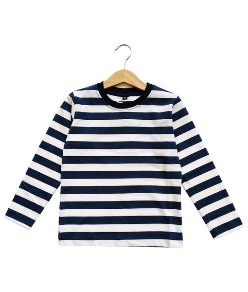 0101-1535c KiddoKiddi T-shirt panjang (stripes white navy)