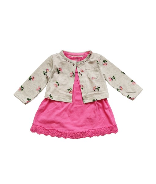 Pink Dress Grey Cardigan