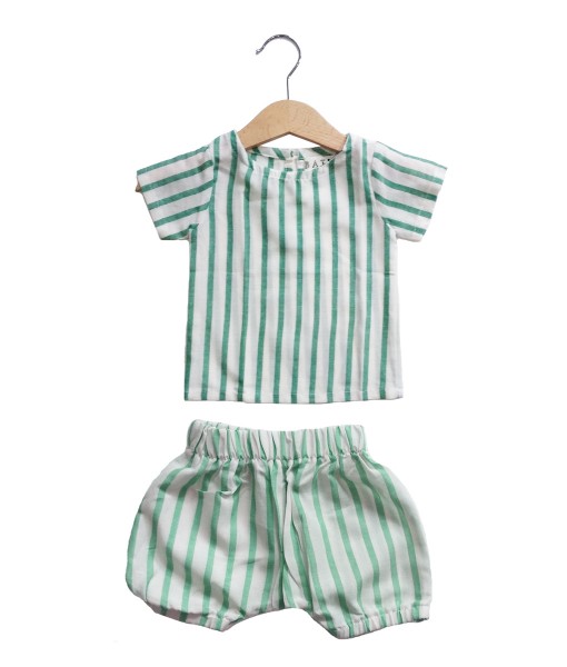 Set baby katun - stripe green