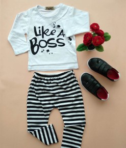 Set black white stripe - Like A boss-2