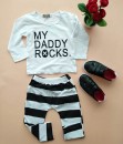 Set black white stripe - My daddy rocks-2