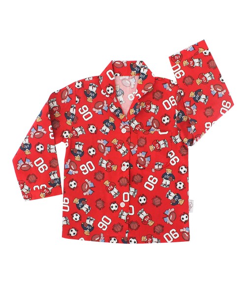 I am cotton pajamas bear sport red-1