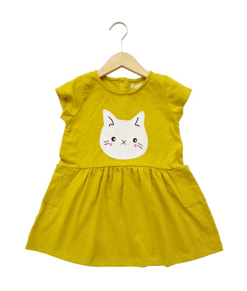 Mimo Dress - Lime green cat