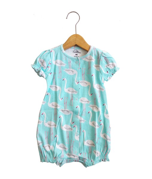 I am cotton - romper blue flamingo