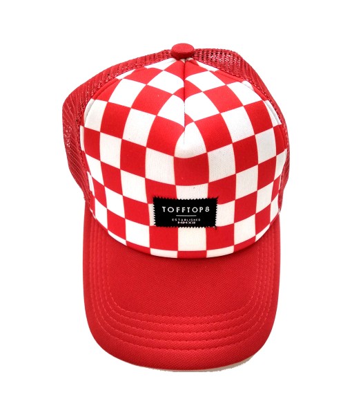 Tofftop - checker hat - red