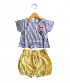 Matchy Top & Bloomer-Blue Stripes