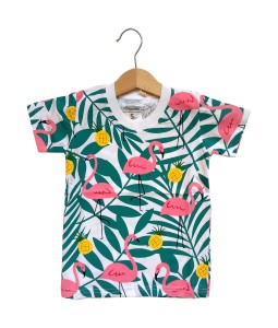 Popkids Tee - White flamingo